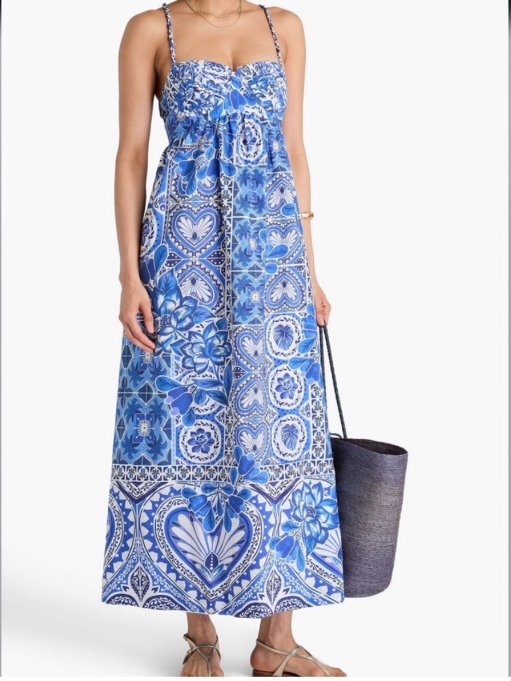 FARM Rio Blue Print Maxi Dress L